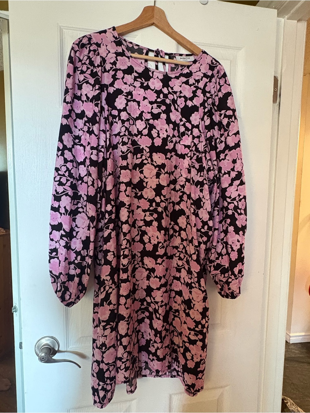 Pink Floral Long Sleeve Shift Dress